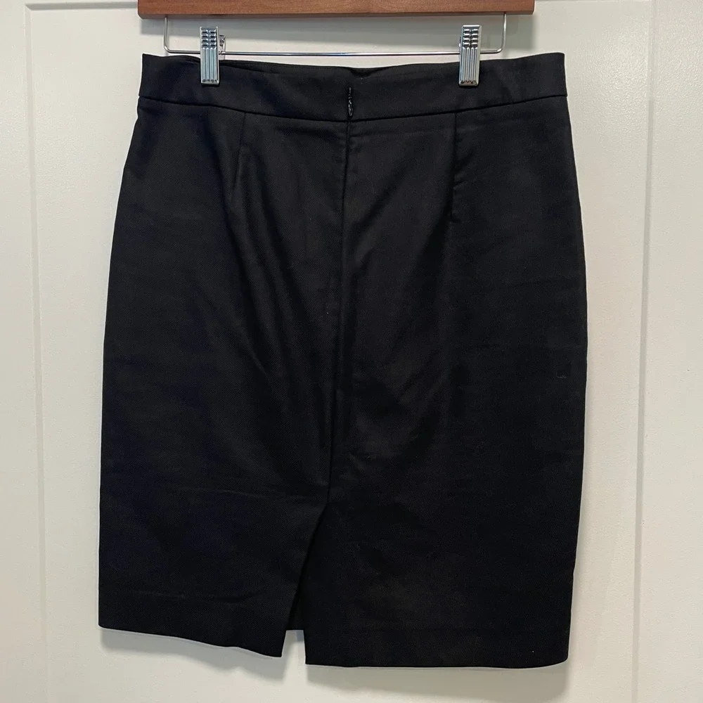 J. Crew Black Cotton Twill Tailored Pencil Skirt Size 2 Office‎ Professional